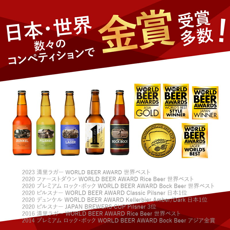 【ふるさと納税】 【6ヶ月定期便】 地ビール クラフトビール 「八ヶ岳ビール タッチダウン」ROCK 定番＆季節ビール 6種 330ml×24本 飲み比べ ビール 酒 お楽しみ ギフト 贈り物 贈答 家飲み セット 山梨県 北杜市 清里 ロック 送料無料