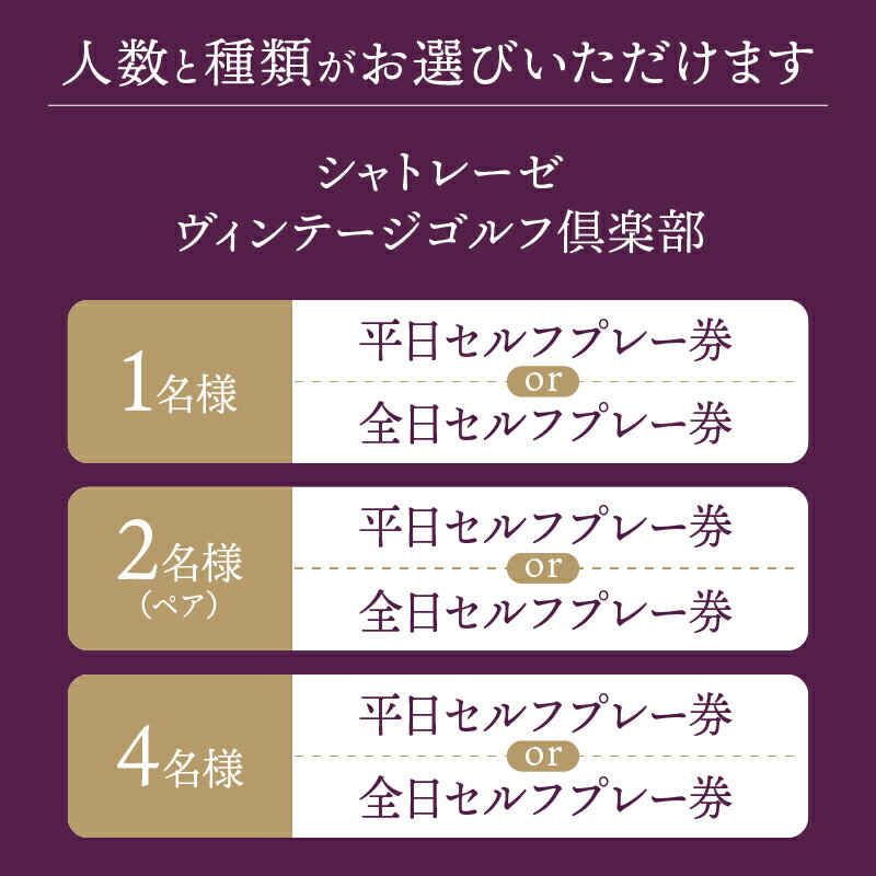 【ふるさと納税】 ゴルフ場 プレー券 シャトレーゼ ヴィンテージ ゴルフ倶楽部 選べる人数 1～4名様 選べる種類 平日 全日 セルフプレー券 体験 ゴルフ 八ヶ岳 山梨県 北杜市 送料無料