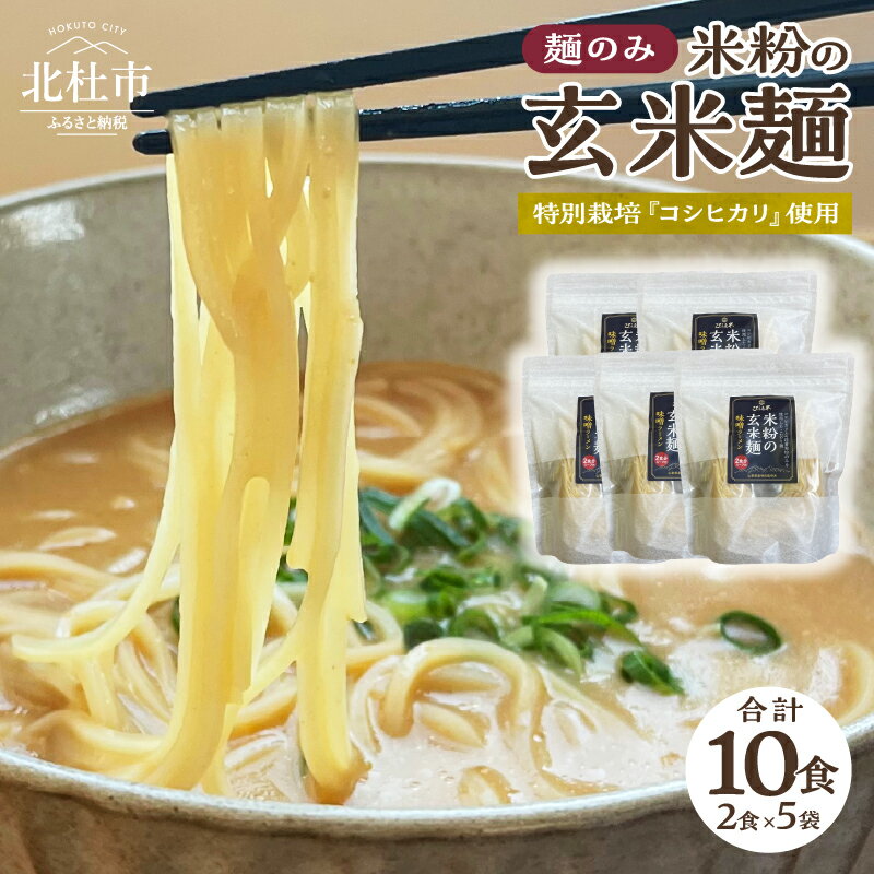 玄米麺 半生麺 グルテンフリー 麺のみ 2食入×5袋 米粉 特別栽培米 コシヒカリ玄米 米麺 コシヒカリ 健康志向 低カロリー ダイエット 送料無料