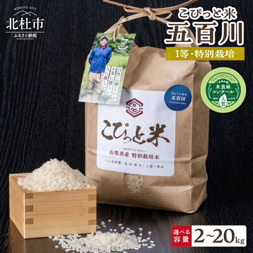 【ふるさと納税】 米 精米 【令和6年度米】 選べる容量 20kg 4kg 2kg 五百川 新米 北杜市産 こぴっと米 特別栽培米 1等米 100% 早生品種 山梨県北杜市 送料無料 【ふるさと納税】 米 精米 【令和6年度米】 選べる容量 20kg 4kg 2kg 五百川 新米 北杜市産 こぴっと米 特別栽培米 1等米 100% 早生品種 山梨県北杜市 送料無料