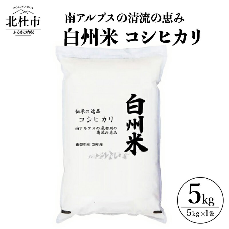 【ふるさと納税】 米 令和5年度米 白州米 コシヒカリ 5kg JA梨北指定 検査米100％ 産地限定 山梨県北杜市 送料無料