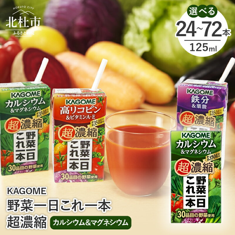カゴメ 野菜一日これ一本 超濃縮 カルシウム&マグネシウム 125ml 紙パック 選べる本数 24本 48本 72本 野菜ジュース 濃縮ジュース 名水仕込 無添加 これ1本 野菜不足 350g 30品目 健康志向 飲料 健康食品 防災 送料無料 10000円 10000 1万円