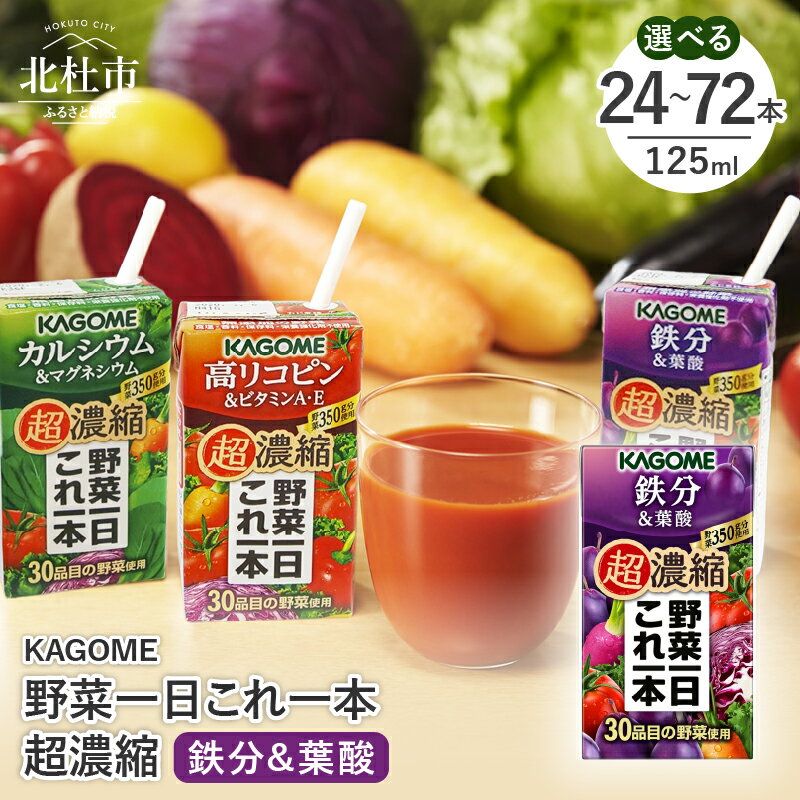 カゴメ 野菜一日これ一本 超濃縮 鉄分&葉酸 125ml 紙パック 選べる本数 24本 48本 72本 野菜ジュース 濃縮ジュース 名水仕込 KAGOME これ1本 無添加 野菜不足 350g 30品目 健康志向 飲料 仕送り ギフト 防災 送料無料 10000円 10000 1万円