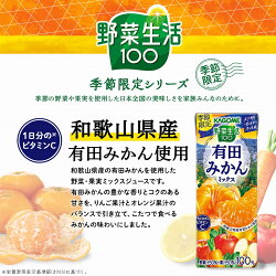 【ふるさと納税】 カゴメ 野菜生活100 有田みかん ミックス 野菜ジュース 紙パック 195ml 24本入 健康志向 飲料 送料無料 画像2