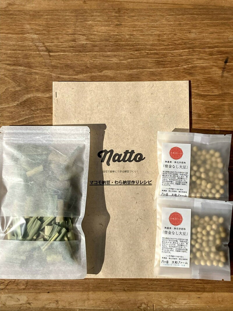 【ふるさと納税】 納豆 セット 手作りキット 大豆 50g×2袋 マコモ葉 10g レシピ付 自然栽培 無農薬 無化学肥料 自由研究 実験 山梨県 北杜市 健康食品