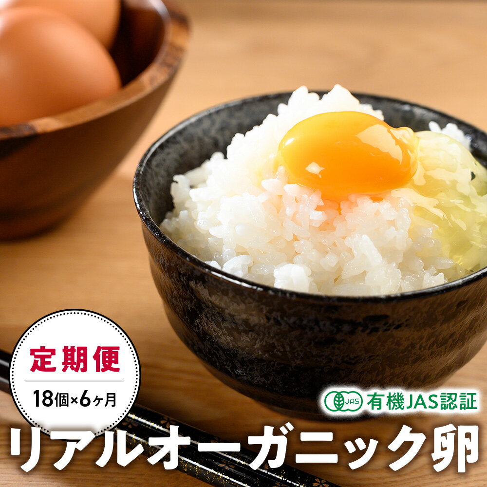 【ふるさと納税】定期便 リアルオーガニック卵18個×6ヶ月 卵 有機JAS認証 有機 平飼い たまご 生卵 鶏卵 山梨県甲斐市 たまごかけご飯 オムレツ 卵料理 玉子焼き 目玉焼き 食材 B-23