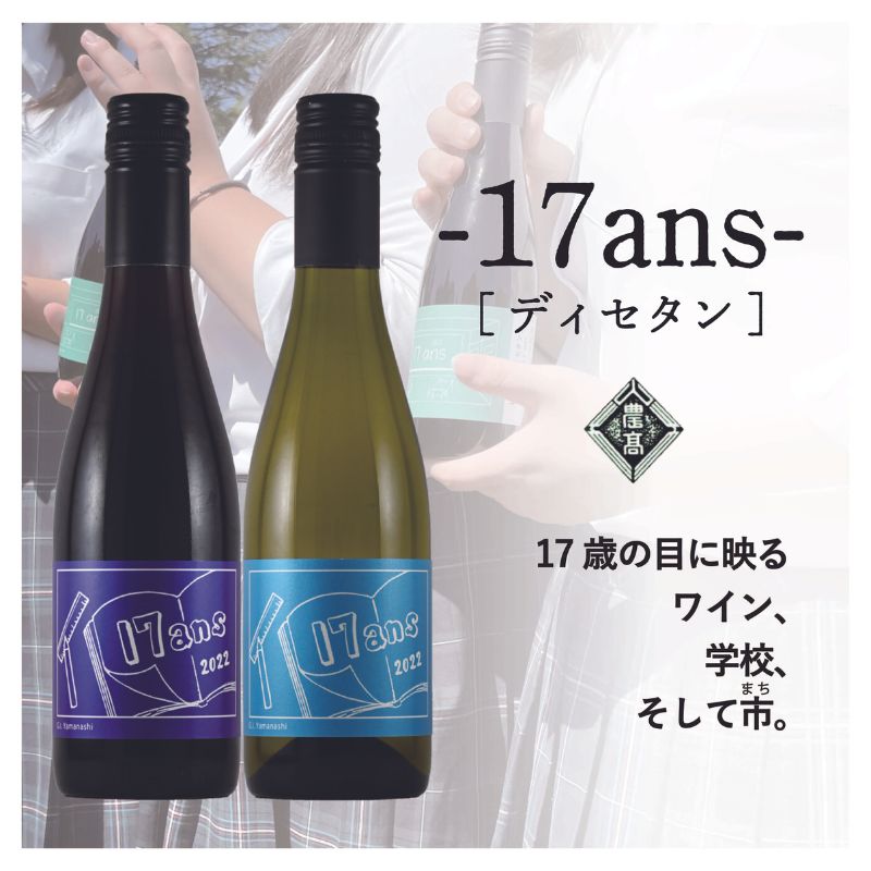 【ふるさと納税】農林高校ワイン　17ans　−ディセタン−2本セット　甲斐市 高校生 農林 ワイン 赤ワイン 白ワイン 家飲み ギフト チャレンジ 企画 日本ワイン（AD-250）　【 赤ワイン 白ワイン お酒 ワイン セット 飲み比べ 甲斐市産 】