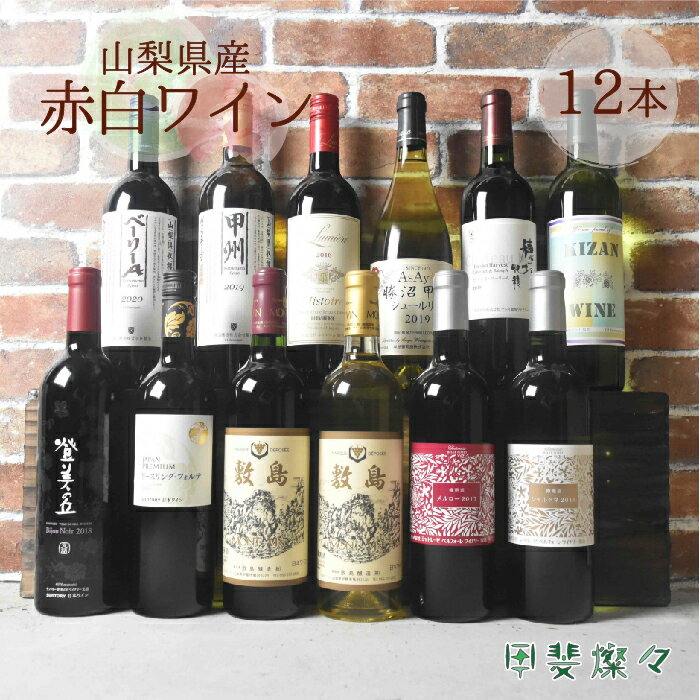 【ふるさと納税】山梨県産　赤白ワイン　飲み比べ　12本セット　赤ワイン　白ワイン　登美の丘ワイナリー　日本ワイン　家飲み　お祝い（AD-129）