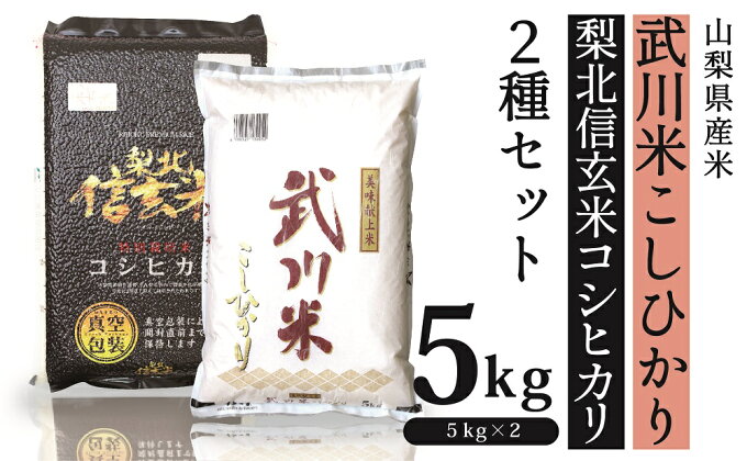 【ふるさと納税】山梨県産米5kg×2種セット＜武川米こしひかり＆信玄米コシヒカリ＞...