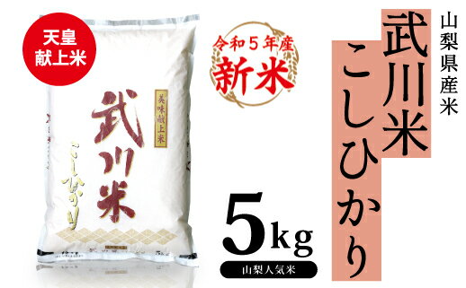 山梨県産 武川米こしひかり5kg ふるさと納税 こしひかり 米 お米 笛吹市 白米 ごはん ご飯 ギフト 贈り物 プレゼント 山梨県 送料無料 115-002