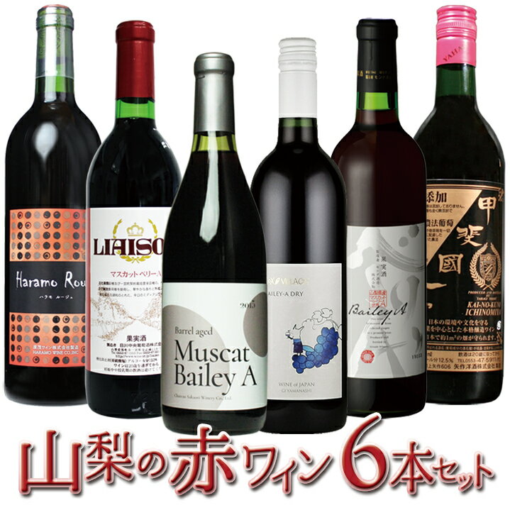 【ふるさと納税】山梨の赤ワイン6本セット ふるさと納税 ワイン 笛吹市 山梨ワイン 酒 アルコール 山梨県 記念品 お祝い 送料無料 127-021