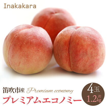 ＜2024年先行予約＞【笛吹市産】Inakakara　プレミアムエコノミー桃4玉(1玉約300g) ふるさと納税 おすすめ ランキング もも 桃 笛吹市 国産 人気 期間限定 果物 フルーツ 旬 山梨県 送料無料 192-022