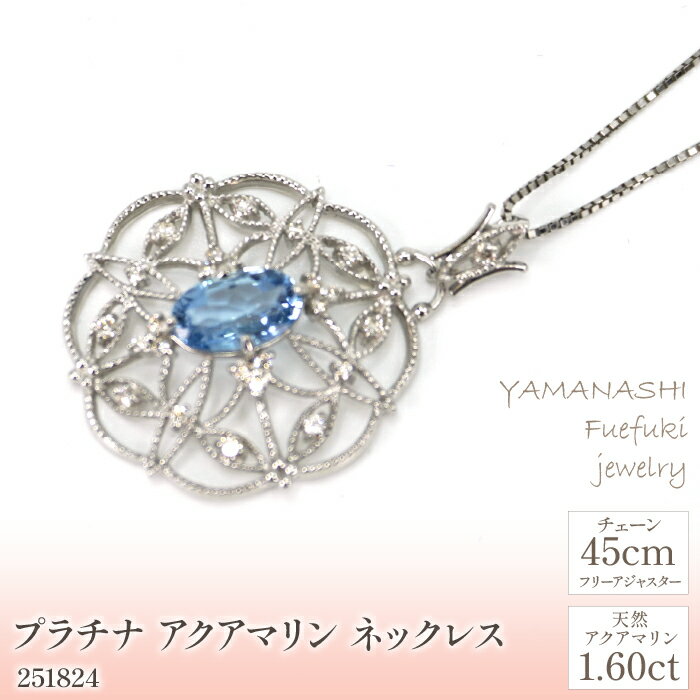 プラチナ アクアマリン ネックレス 管理番号251824 ×1本 ふるさと納税 人気 おすすめ ランキング アクセサリー 宝石 ジュエリー 高級 記念日 プレゼント 山梨県 笛吹市 送料無料 天然石 218-070