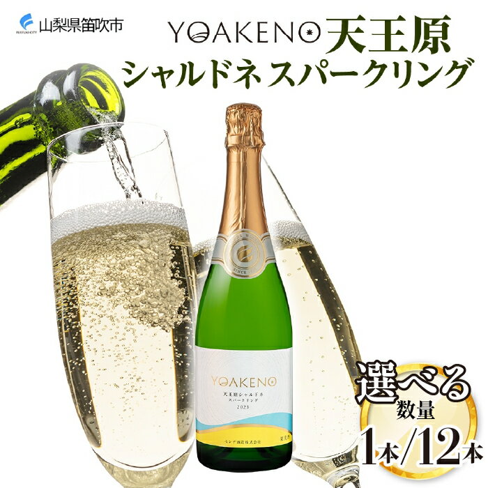 YOAKENO 天王原 シャルドネ スパークリング 720ml [選べる本数 1本 or 12本 ] ふるさと納税ワイン シャルドネ スパークリングワイン 酒 果実酒 ギフト プレゼント BBQ バーベキュー パーティー 熨斗 のし 名入れ不可 送料無料 山梨県 笛吹市 177-4-085