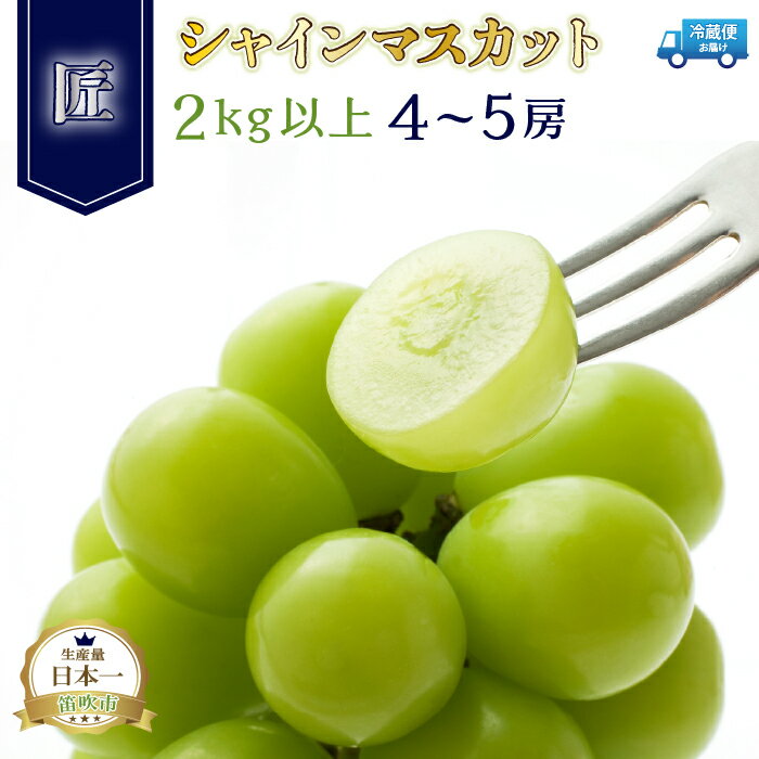 [2024年先行予約]笛吹市産シャインマスカット(匠)4〜5房 2kg以上 ふるさと納税 おすすめ ランキング シャインマスカット 笛吹市 国産 人気 期間限定 ぶどう ブドウ 葡萄 旬 果物 フルーツ デザート 山梨県 送料無料 210-007