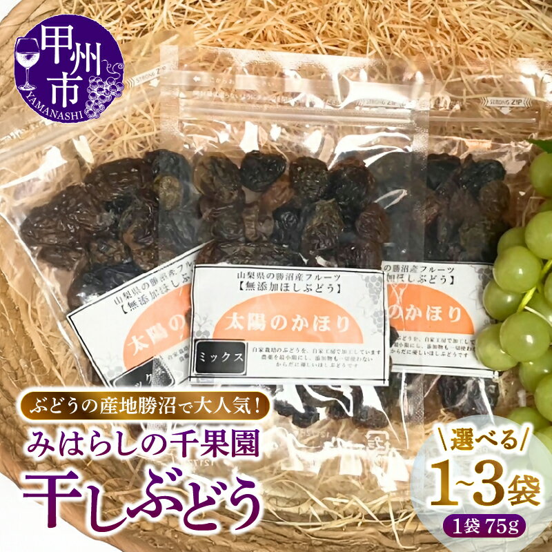 干しぶどう ドライフルーツ 選べる数量 1~3袋 75g 太陽のかほり ミックス みはらしの千果園 ブドウ 葡萄 レーズン 果物 母の日 父の日 記念日 贈答 ...