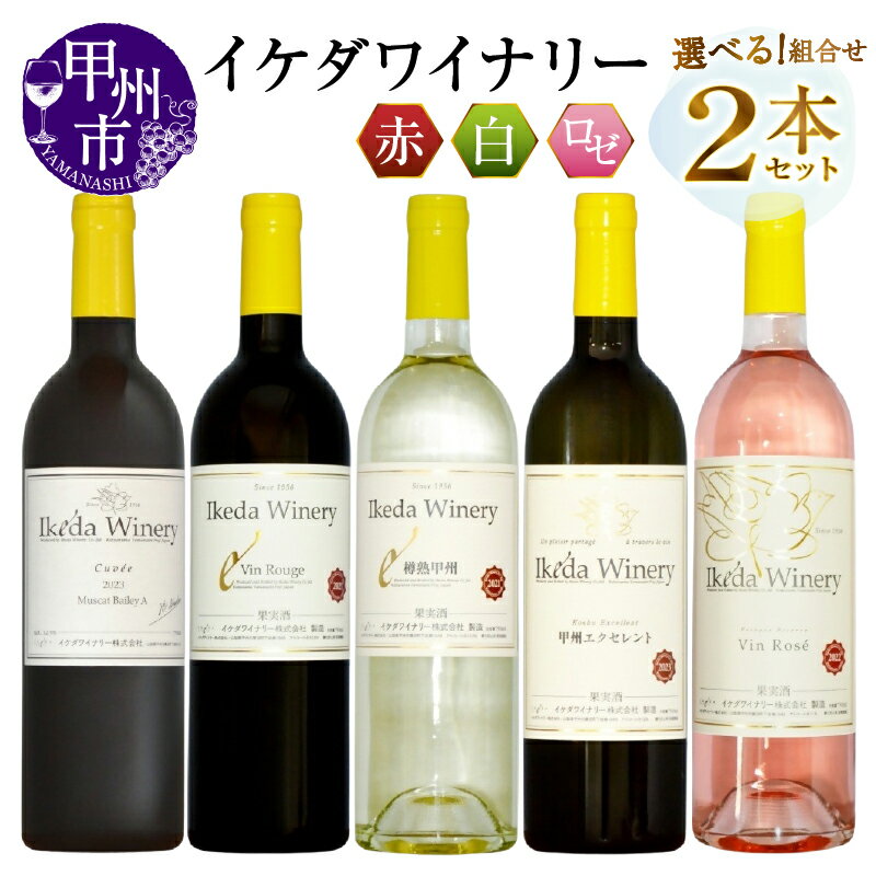 ワイン 白 ロゼ 赤 選べる お届け内容 組合せ 2本 セット 750ml イケダワイナリー 樽熟甲州 ヴァン・ロゼ マスカットベリーA ヴァン・ルージュ 甲州エクセレント 母の日 父の日 記念日 ギフト 贈答 プレゼント 山梨県 甲州市 (MG)