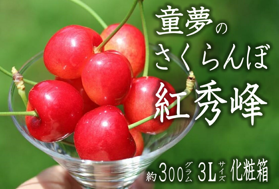 【ふるさと納税】【2023年先行予約】甲州市産大粒さくらんぼ童夢の「紅秀峰」化粧箱 約300g 3Lサイズ (DOM)【2022年6月発送】【B15-185】果物 くだもの フルーツ さくらんぼ 紅秀峰 チェリー 山梨 甲州市 大粒･･･