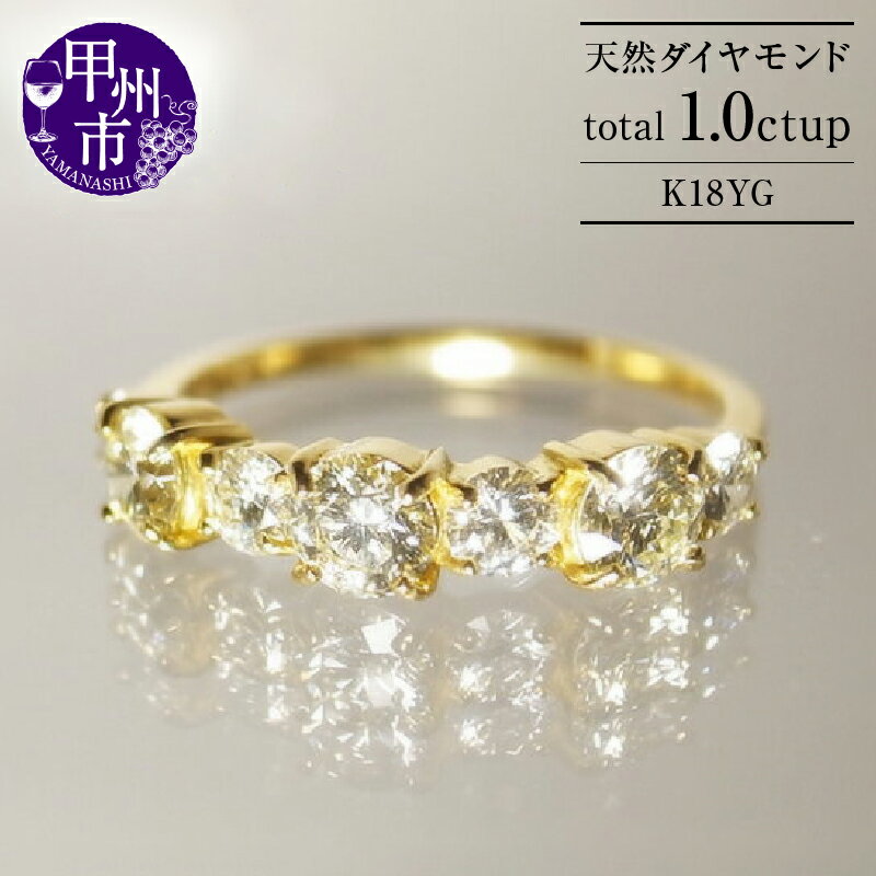 指輪 ジュエリー リング K18 天然 ダイヤ 1.0ct up ハーフ エタニティー ゴールド レディース VS~SIクラス H&C ダイヤモンド 1カラット 天然石 4月誕生石 18金 イエロー エンゲージ 婚約 一生モノ 品質保証書付 Germaine r-167 (KRP) [Q24-1410]