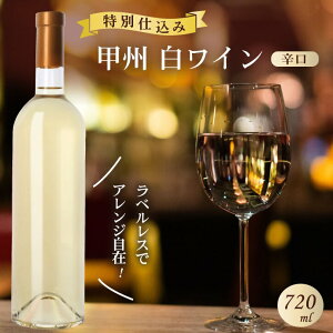 【ふるさと納税】 ワイン 白 1本 720ml 白ワイン ラベルレス 甲州 菱山 甲州種で造る手絞り 甲州ワイン 辛口 菱山中央醸造 限定 ギフト 贈答品 山梨県 甲州市 (VYD) 【B-938】