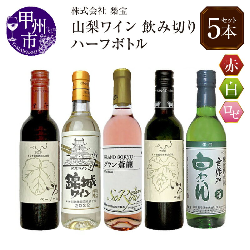 【ふるさと納税】 ワイン セット ハーフボトル 赤 白 ロゼ 計5本 飲み比べ 飲み切り 日本ワイン 母の日 父の日 記念日 ギフト 山梨 (CKH) 【B18-770】