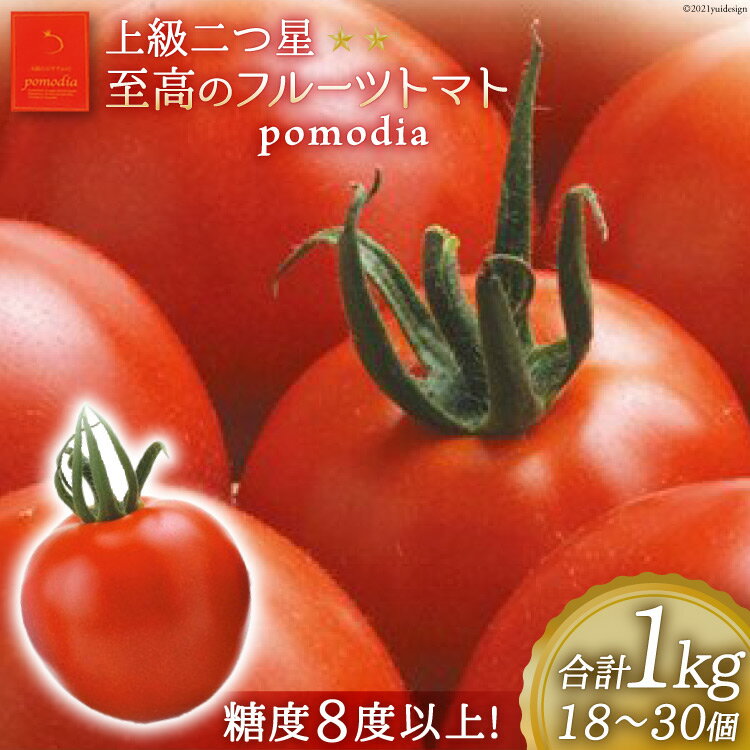 上級 二つ星 至高のフルーツトマト pomodia ポモディア 約1kg(18〜30個)/ 農事組合法人 た・から / 山梨県 中央市