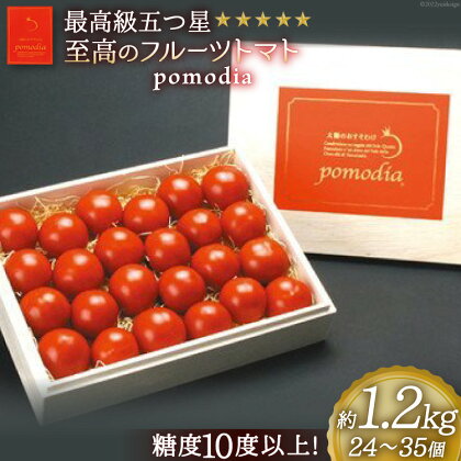 最高級 五つ星 至高のフルーツトマト pomodia ポモディア 約1.2kg（24～35個）/ 農事組合法人 た・から / 山梨県 中央市