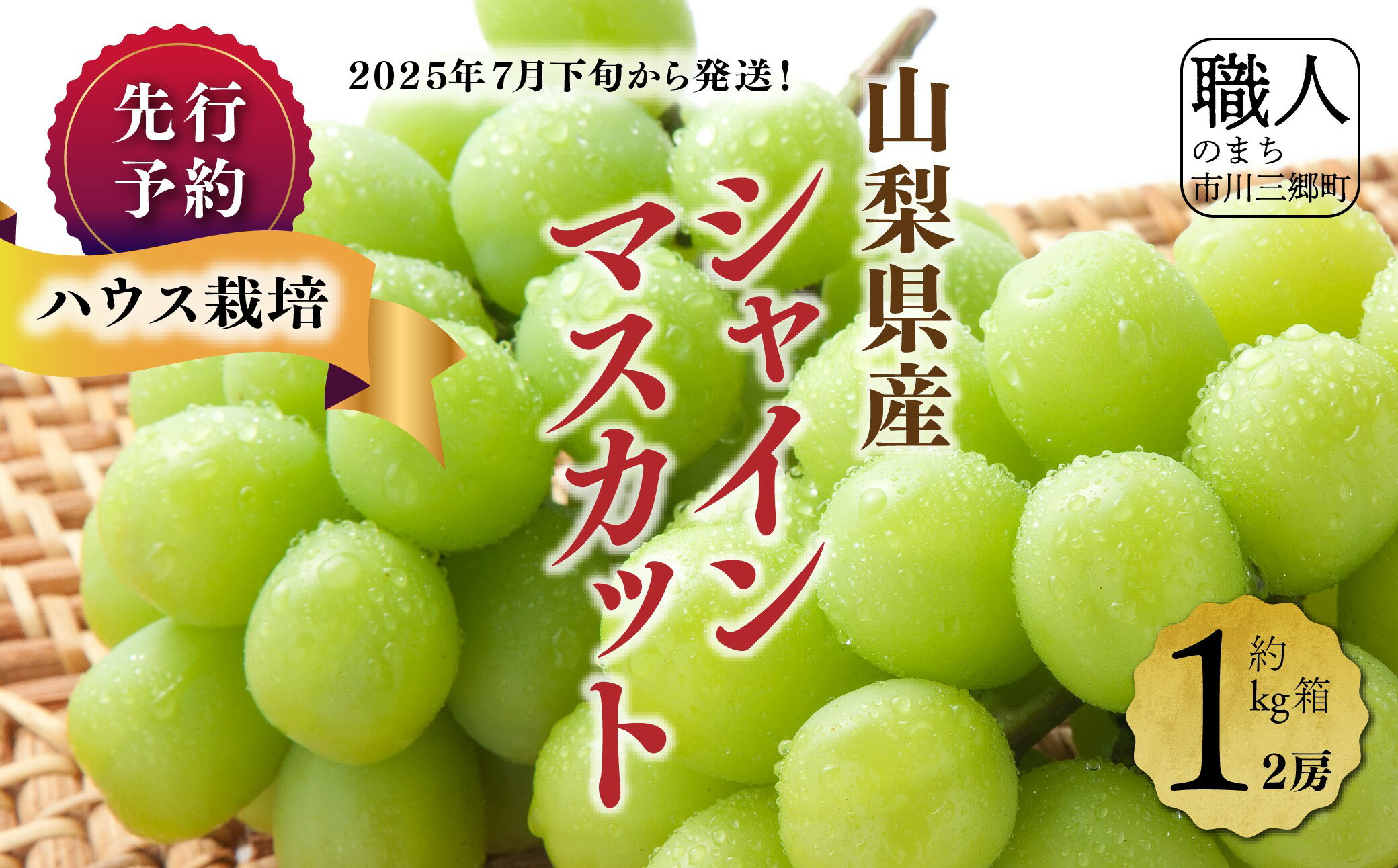 【ふるさと納税】ハウス栽培で旬の味を一足早くお届け！【2025年7月下旬から発送】山梨県産シャインマスカット1kg（2房程度）丹澤農園[5839-1073]