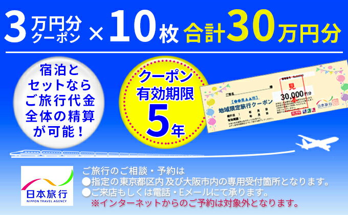 日本旅行　地域限定旅行クーポン【300,000円分】　【 ホテル 宿泊券 チケット 旅行 旅 記念日 】