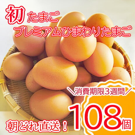 【ふるさと納税】＼2-5日以内発送／ 初たまご プレミアムひまわりたまご108個程度※破卵補償 　卵 たまご 鶏卵 玉子 大容量 たまごかけご飯 たまごかけごはん 最短 濃厚のサムネイル