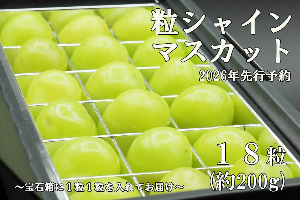 【ふるさと納税】【令和8年度先行予約】《厳選・宝石箱》シャインマスカットひと口BOX(18粒入り・約200g)　シャイン マスカット ぶどう 葡萄 ブドウ 房なし 粒シャイン 粒のみ 粒だけ くだもの 果物 フルーツ 山梨 やまなし 富士川町