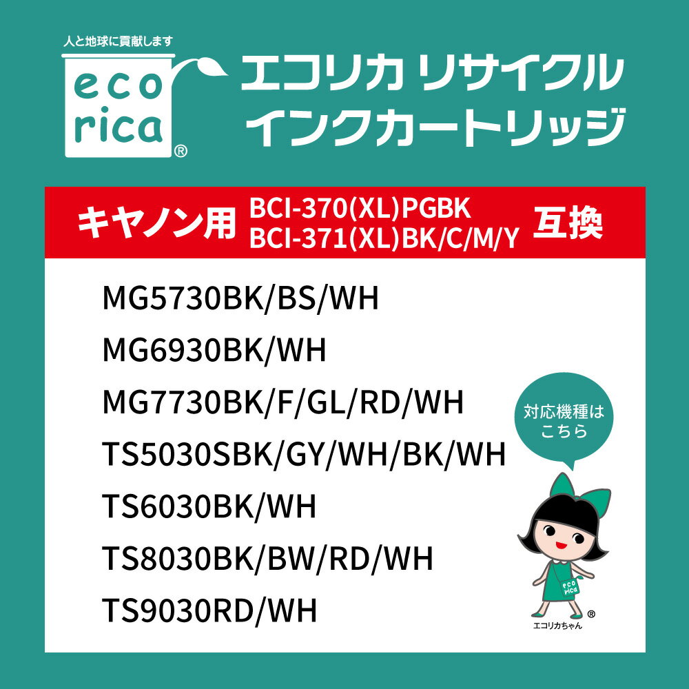 【ふるさと納税】エコリカ【キヤノン用】BCI-371+370/5MP互換リサイクルインク　5色パック（型番：ECI-C371-5P）ECI-C371-5P ecorica 再生インク プリンタ