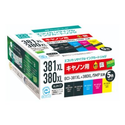 【ふるさと納税】エコリカ【キヤノン用】 BCI-381XL+380XL/5MP互換リサイクルインク 5色パック 大容量（型番：ECI-C381XL-5P）