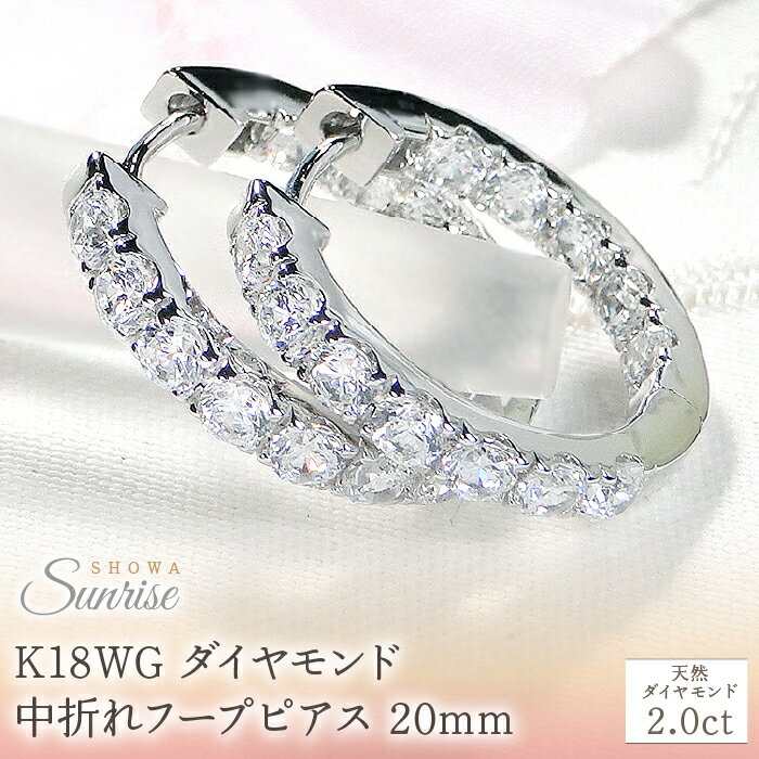 【ふるさと納税】 K18WG【2.0ct】ダイヤモンド中折れフープピアス【20mm】 CSP00069 SWAV035