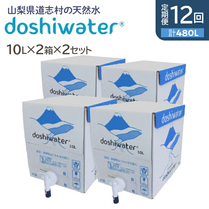 【ふるさと納税】 【定期便】【山梨　道志村の天然水】doshiwater BIB40L(10L×2箱×2セット)　大好評の..