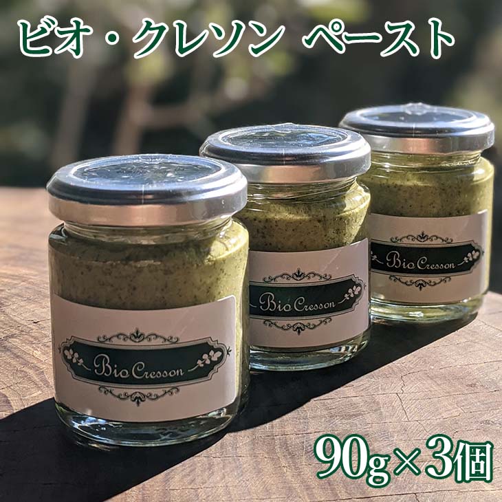 ビオクレソンペースト (90g×3個) ※離島への配送不可ふるさと納税 クレソン ペースト 野菜 やさい 付け合わせ 調味料 缶詰 瓶詰 山梨県 道志村 送料無料