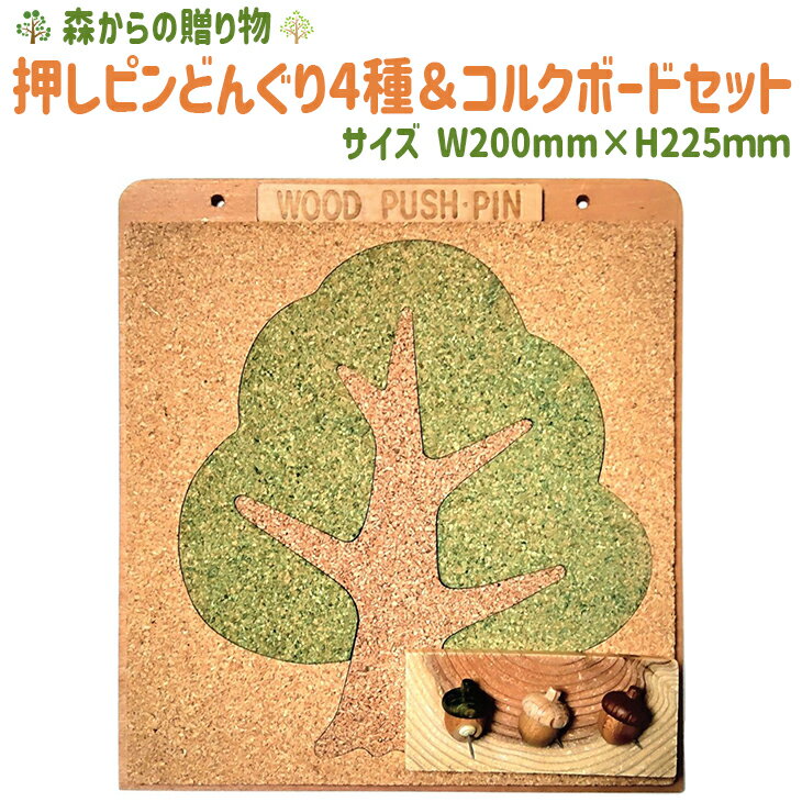 4位! 口コミ数「0件」評価「0」 押しピンどんぐり4種＆コルクボードセット ≪壁掛け おしゃれ 可愛い ボード 飾る 写真 掲示板≫ふるさと納税 コルクボード 壁掛け メッ･･･ 