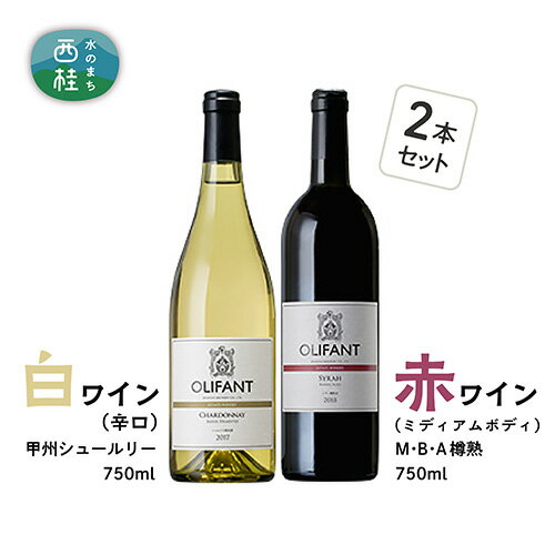 笹一酒造OLIFANT 甲州シュールリー&M・B・A樽熟750ml×各1 / ワイン 白 辛口 赤 マスカット・ベリーA ミディアムボディ 送料無料 山梨県