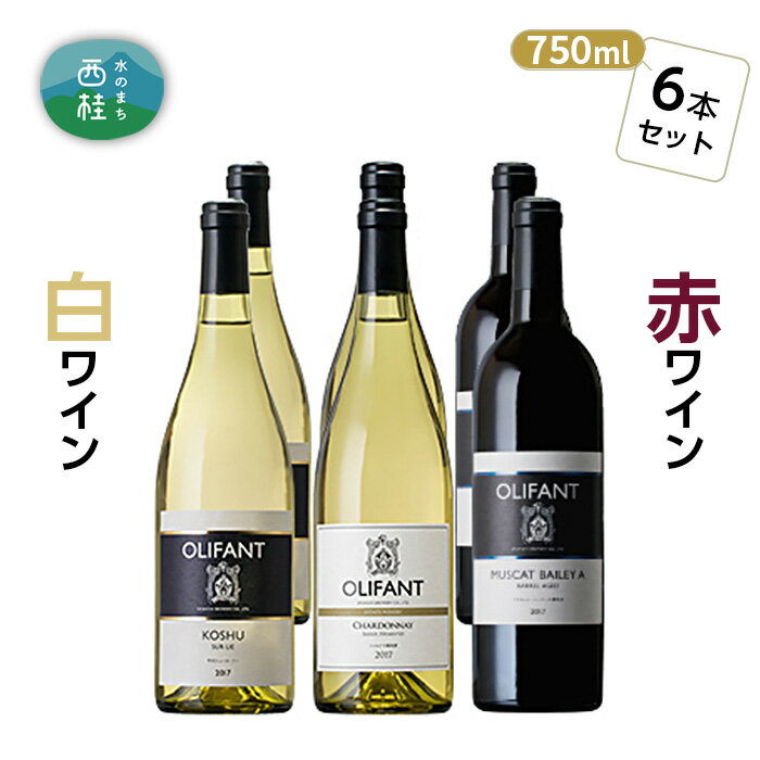 【ふるさと納税】No.158 笹一酒造OLIFANT【赤・白】 750ml×6本 ／ ワイン 白 シュール・リー シャルドネ 辛口 赤 マスカット・ベリーA ミディアムボディ 送料無料 山梨県･･･