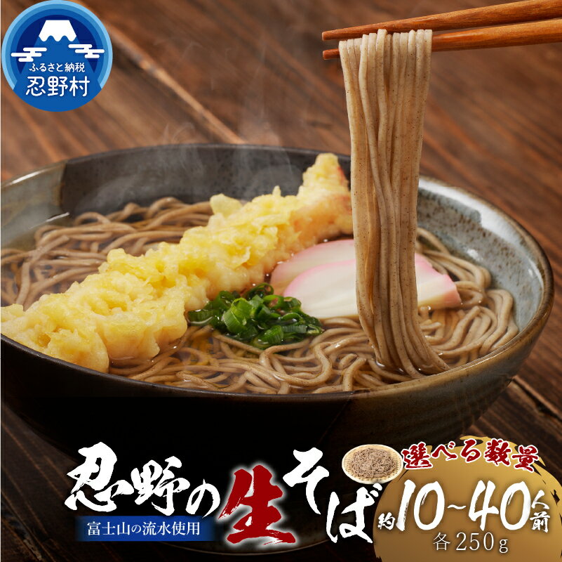 【ふるさと納税】 忍野の生そば 約10人前~約40人前 セット 蕎麦 生麺 箱入り 茹で方説明書付き 麺類 お取り寄せ 冷凍保存可 ざるそばもおすすめ 贈答 ギフト 国産 山梨県産 富士山の流水使用 送料無料 忍野村※沖縄県、離島不可 山梨県