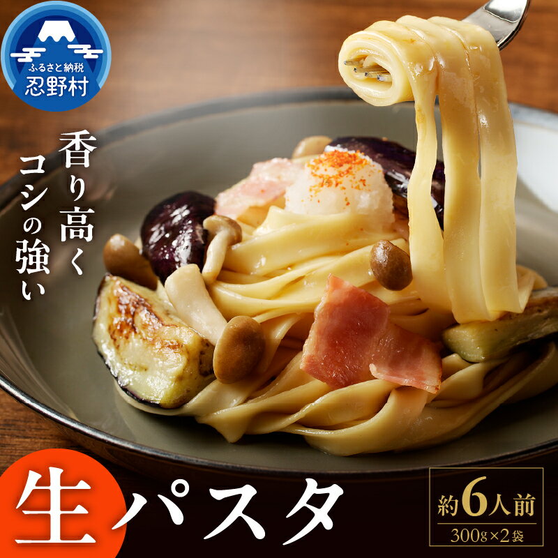 【ふるさと納税】 生麺 パスタ 約6人前 独自の製法 コシ 箱入り 茹で方説明書付き 麺類 お取り寄せ 冷凍保存可 贈答 ギフト 国産 山梨県産 富士山の流水使用 送料無料 忍野村※沖縄県、離島不可 山梨県