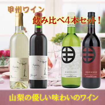 【ふるさと納税】飲み比べワイン　4本セット　R206　☆日本ワイン発祥の地、山梨より厳選☆