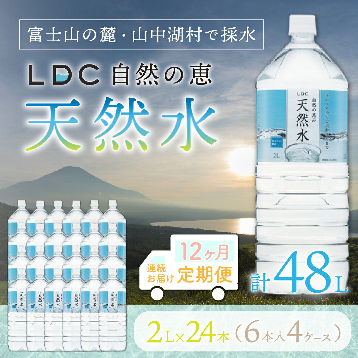 【ふるさと納税】【12カ月定期便】自然の恵み天然水 2L×24本（6本入り4ケース） 計48L を12カ月連続でお届け ※沖縄・離島配送不可