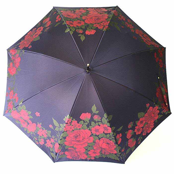 【ふるさと納税】 槙田商店【晴雨兼用】長傘 ”絵おり” 大バラ：紺 FAA5071
