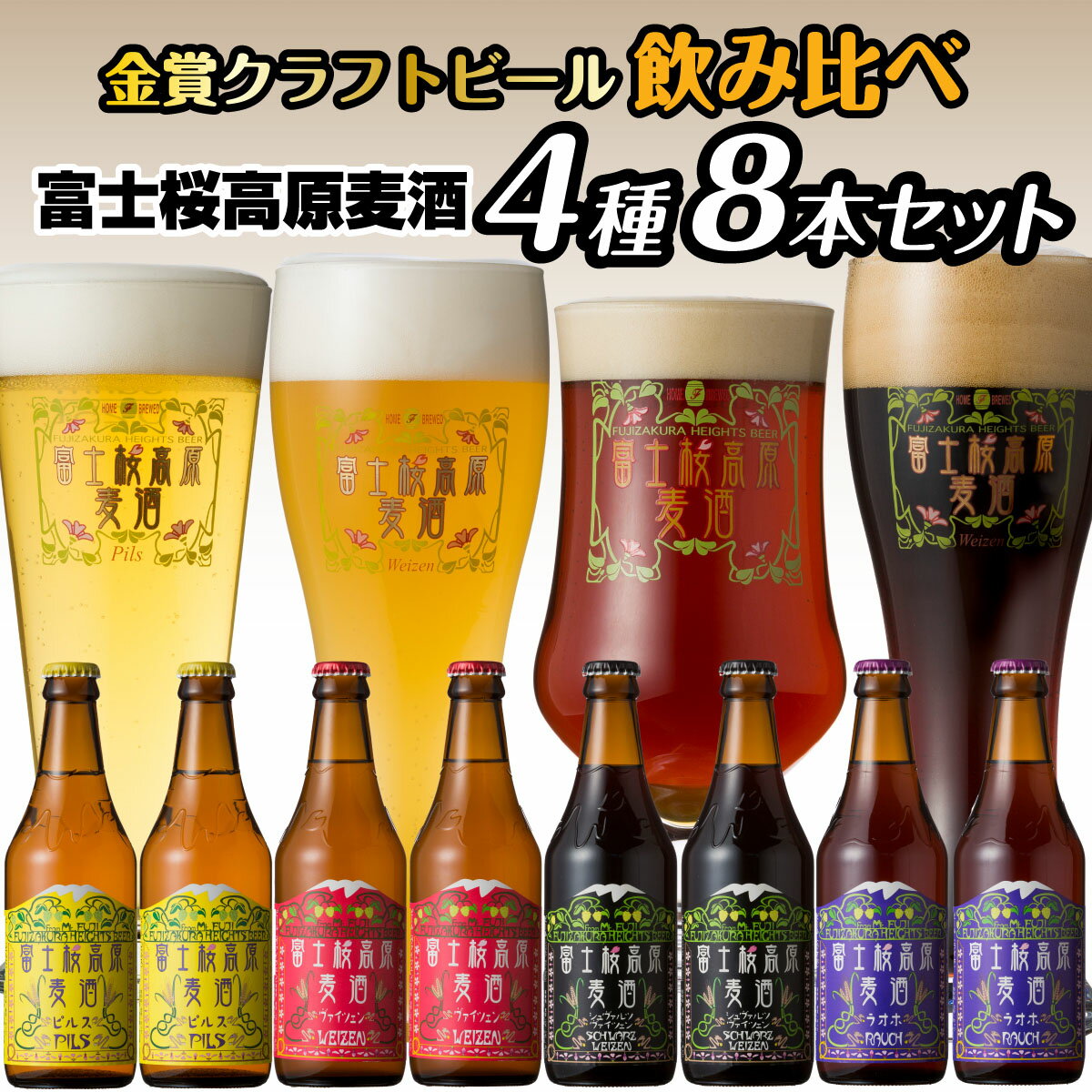 3位! 口コミ数「1件」評価「5」 【富士河口湖地ビール】富士桜高原麦酒（4種8本セット）金賞クラフトビール飲み比べ FAD016