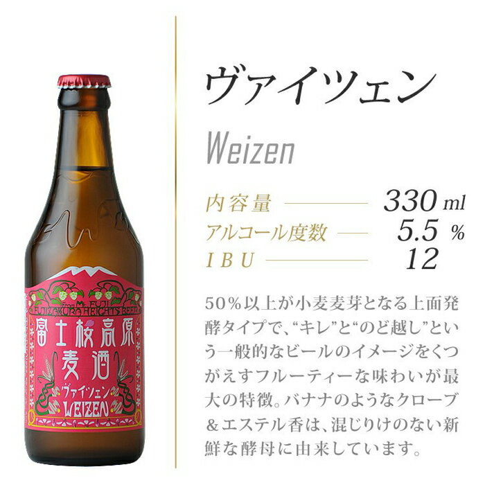 【ふるさと納税】 【定期便】富士桜高原麦酒（ヴァイツェン12本）×6ヶ月 金賞クラフトビール FAD036