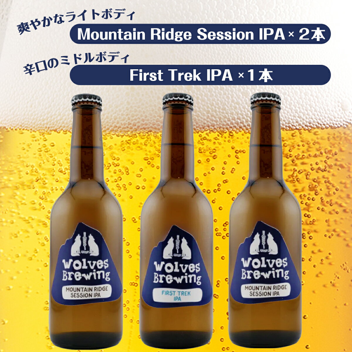 【ふるさと納税】WolvesBrewing 丹波山クラフトビール2種3本セット（FirstTrek×1、Mountain Ridge×2）