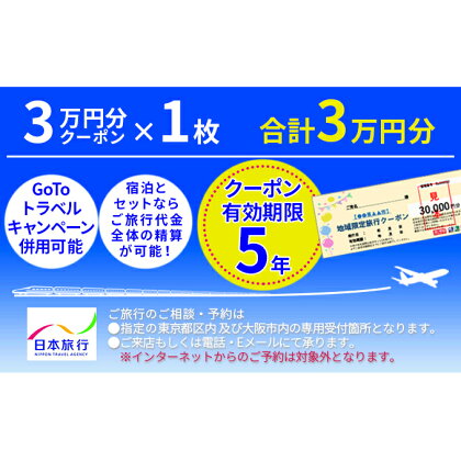 日本旅行　地域限定旅行クーポン【30，000円分】　【旅行・チケット・旅行・宿泊券】