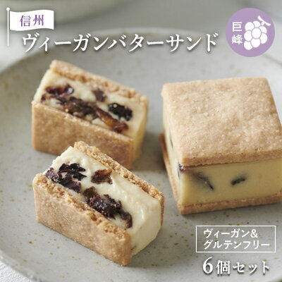 【ふるさと納税】【6個セット】信州ヴィーガンバターサンド・巨峰　【 お菓子 スイーツ 洋菓子 おやつ 芳醇 ミルキー 信州巨峰レーズン グルテンフリー ヘルシー 】のサムネイル