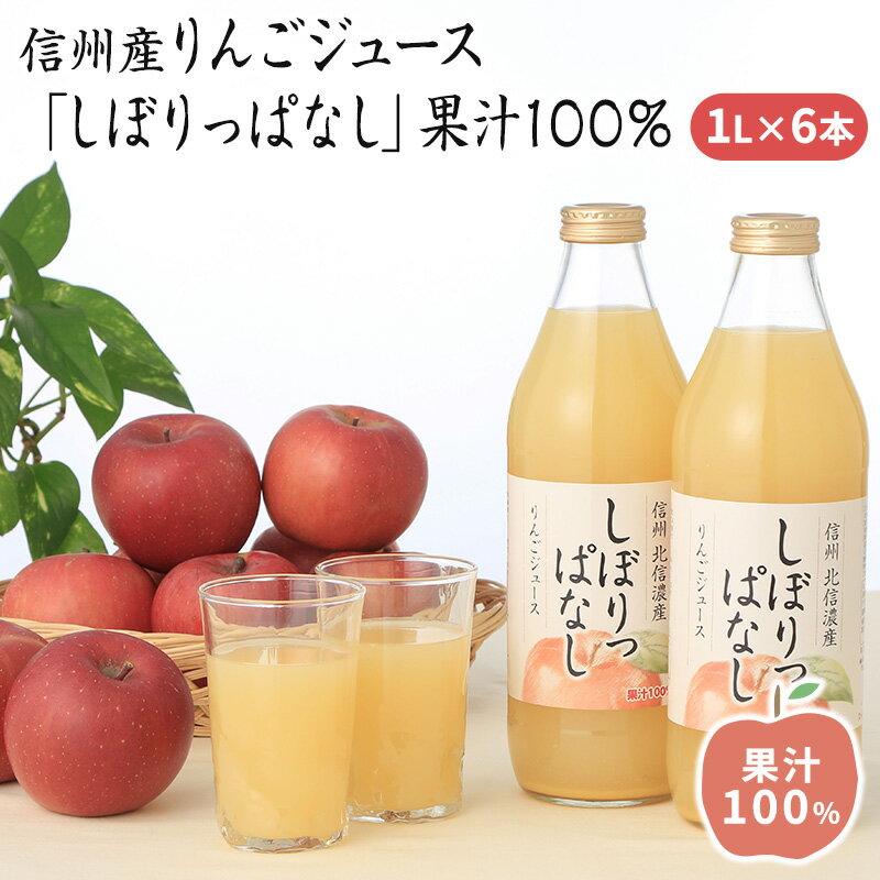 信州産 りんごジュース 「しぼりっぱなし」 果汁100% (1L×6本) [果実飲料・ジュース・飲料類・果汁飲料・りんご・ジュース]